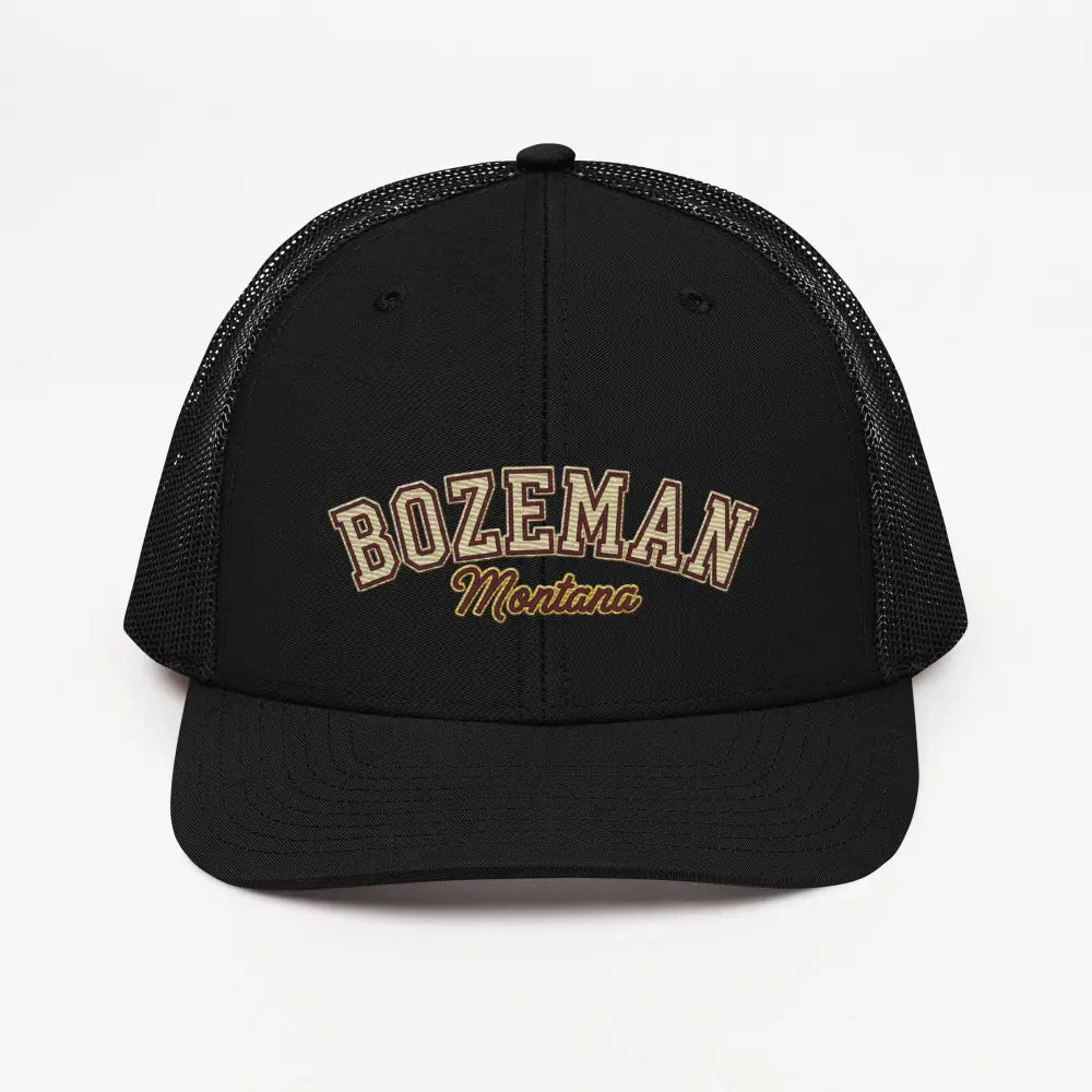 Bozeman Montana Richardson retro embroidered trucker hat in black