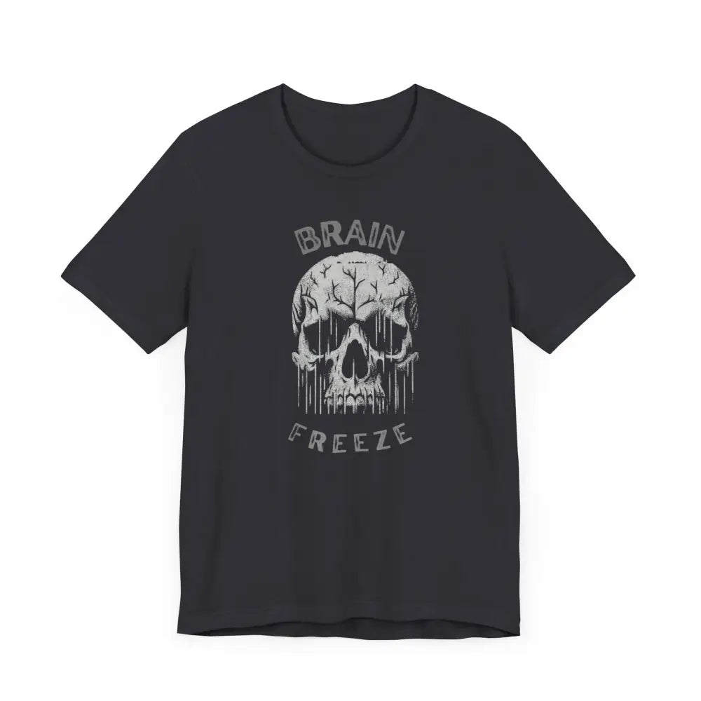 Black brain freeze skull graphic on unisex cotton t-shirt