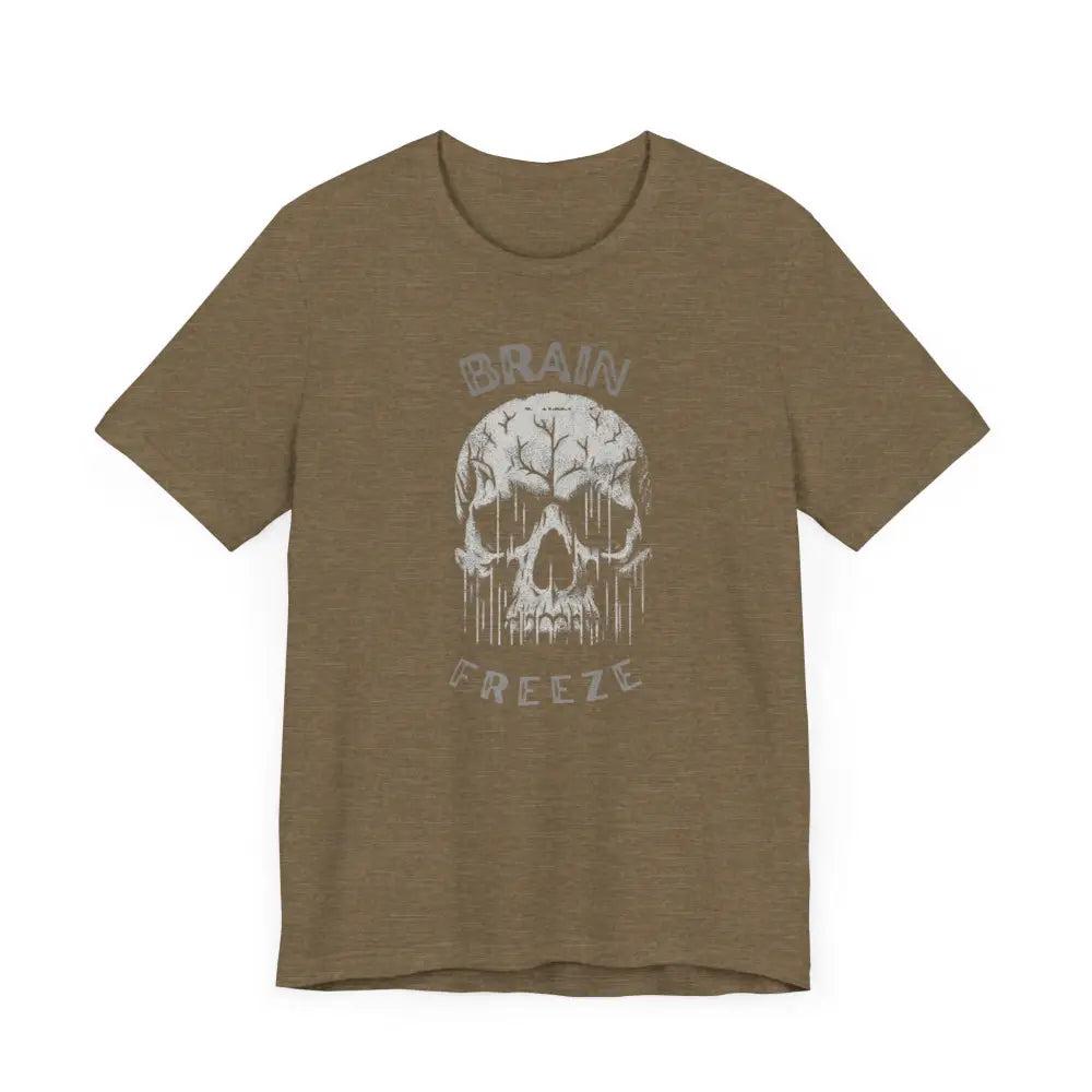 Brown Brain Freeze Skull Graphic Tee Cotton Unisex T-Shirt