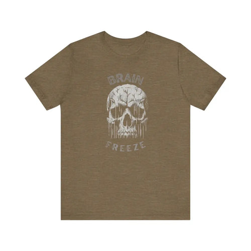 Brain Freeze Skull Graphic Tee: Brown Cotton Unisex T-shirt