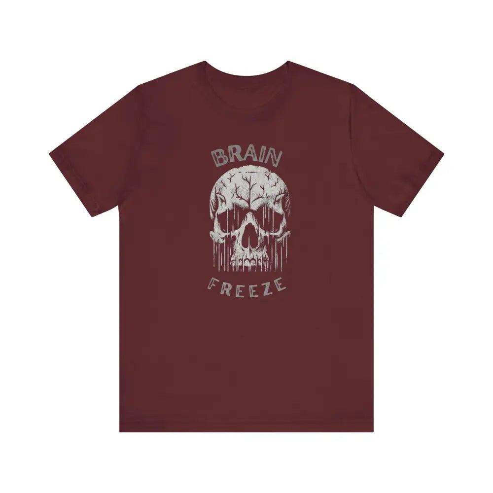 Maroon Brain Freeze Skull Graphic Tee Cotton Unisex T-shirt