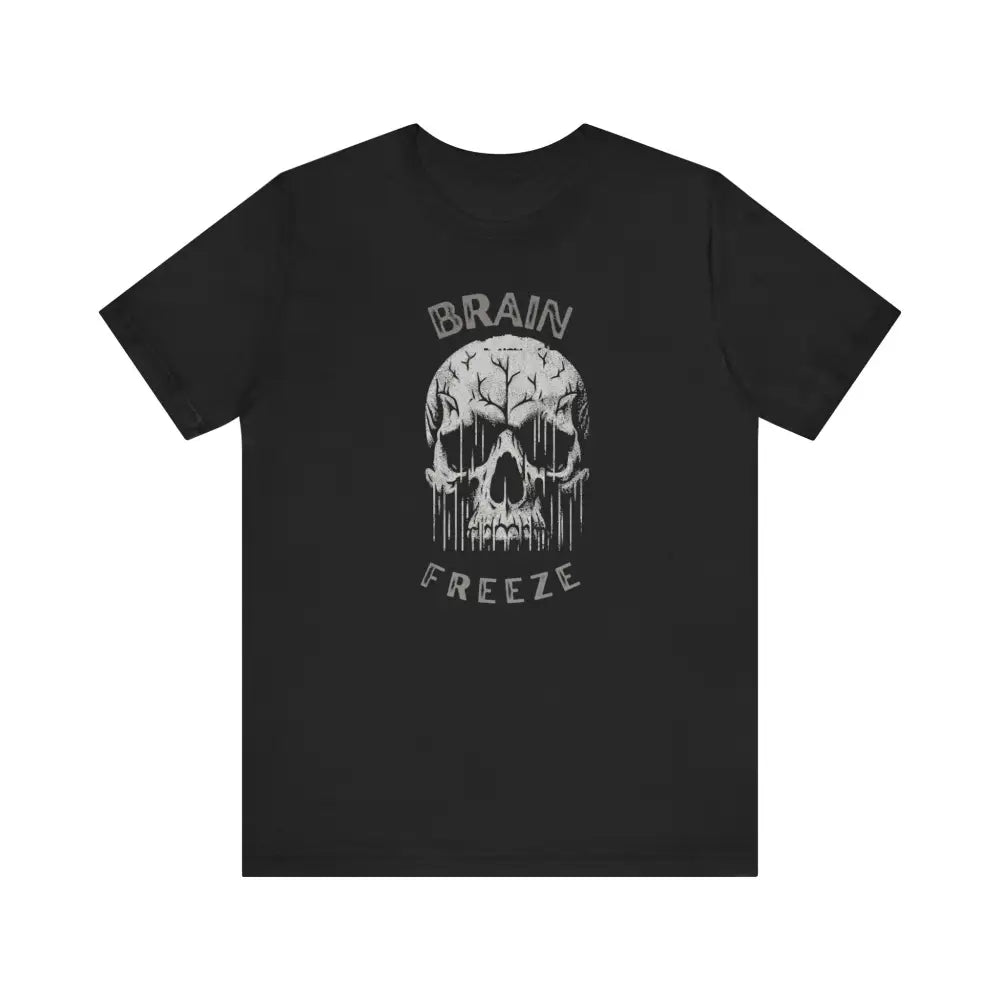 Black Brain Freeze Skull Graphic Tee on Unisex Cotton T-Shirt