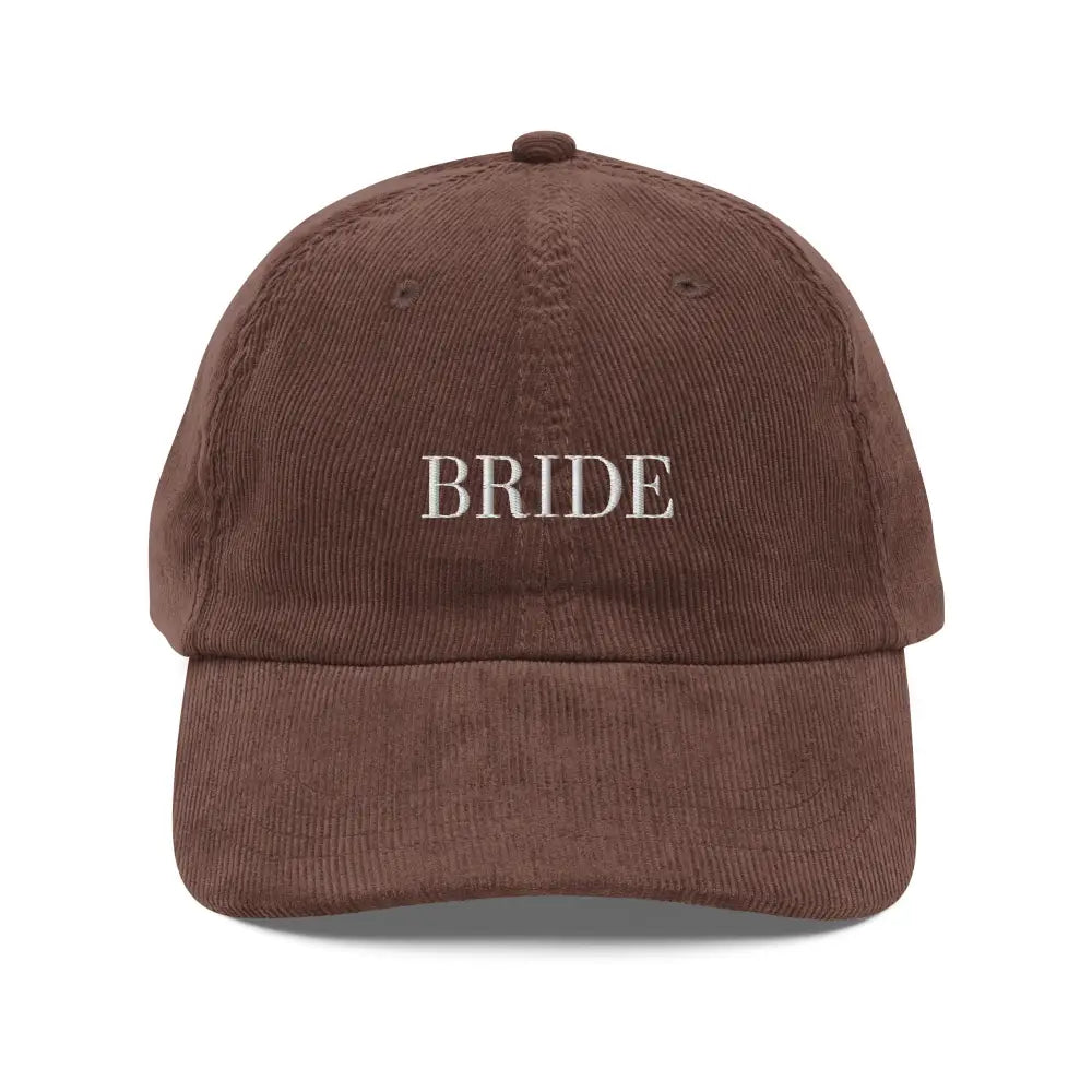 Brown embroidered vintage corduroy cap for bridal shower