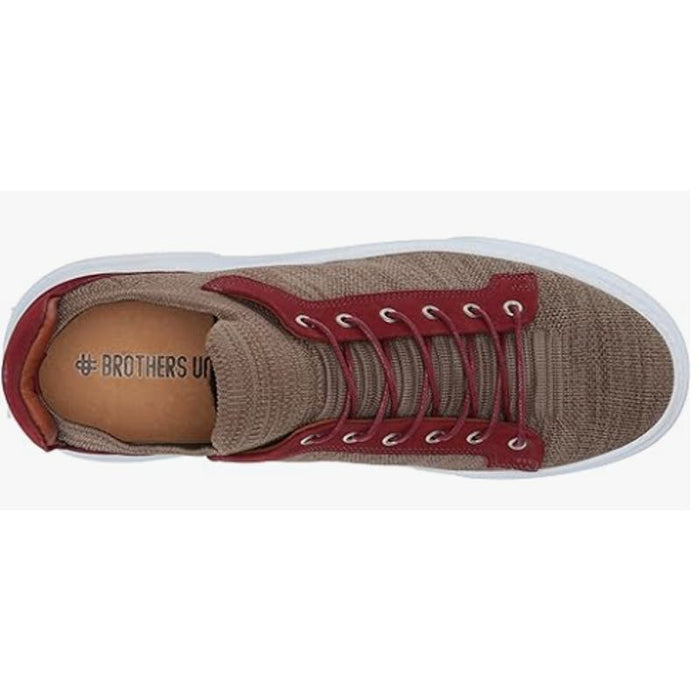 Brothers United 11 / Khaki Lux Knit/Bordo Nubuck / Leather/Mesh Brothers United Men's Leather Fashion Sneaker, Khaki Lux Knit/Bordo Nubuck, SZ11