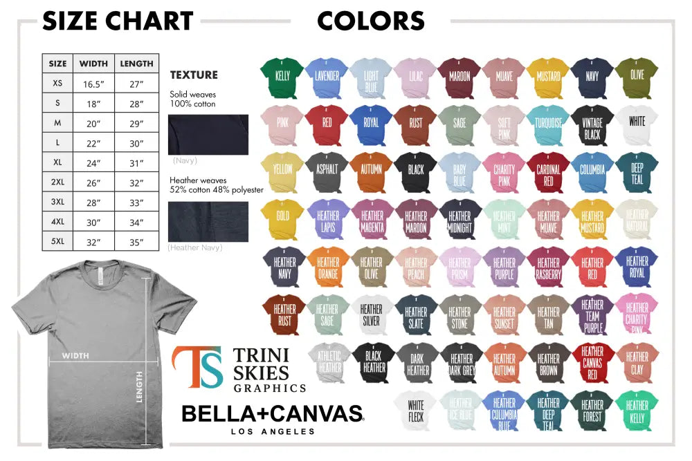 Trini Skies Outfitters trail hunting dog t-shirt in gray with size chart