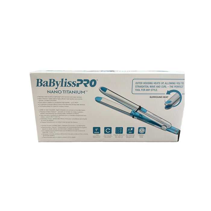 BabylissPRO 1” Nano Titanium Prima Ionic Hair Straightener Curl and Straighten