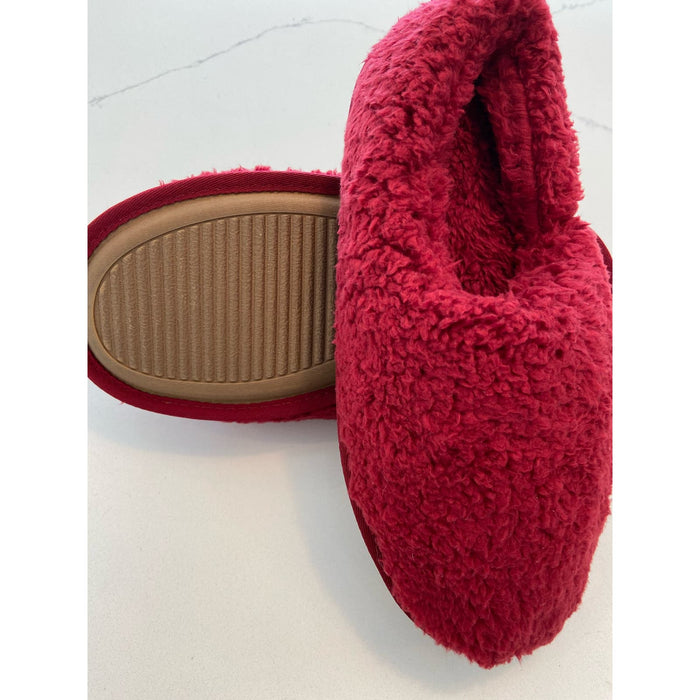 "Sonoma Red Fuzzy Slippers - Comfort Cushion, Size Medium (7-8)"