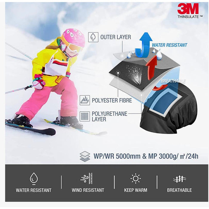 HISEA Kids Snow Bib Overalls, 3M Thinsulate Insulated Ski Pants, Size S (28). K71 *