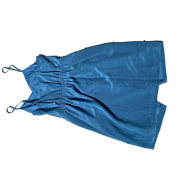 Madewell 100% Silk Sandstar Mini Dress Size 00 Teal Blue Adjustable