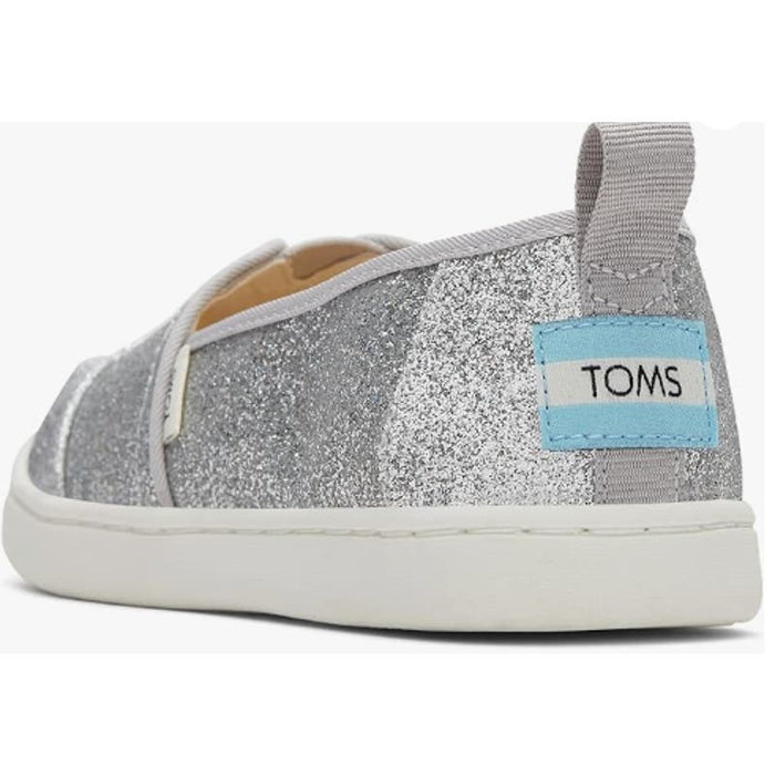 TOMS Alpargata Sneaker, Silver Iridescent Glimmer, 3 US Unisex Big Kid