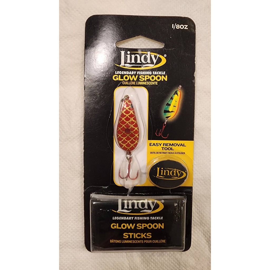 Lindy 1/8 Oz Glow Spoon + 3 Glow Sticks Tungsten Rattles Spoon