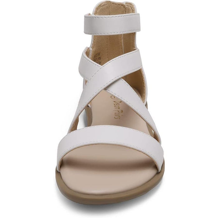 DREAM PAIRS Girls Gladiator Sandals, Zipper Closure SZ 2, PU Material Kids Shoes