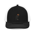 Black and white Richardson 112 trucker hat with California condor embroidered, North America’s rarest bird