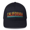 Navy embroidered California structured twill cap – wave design adjustable baseball hat