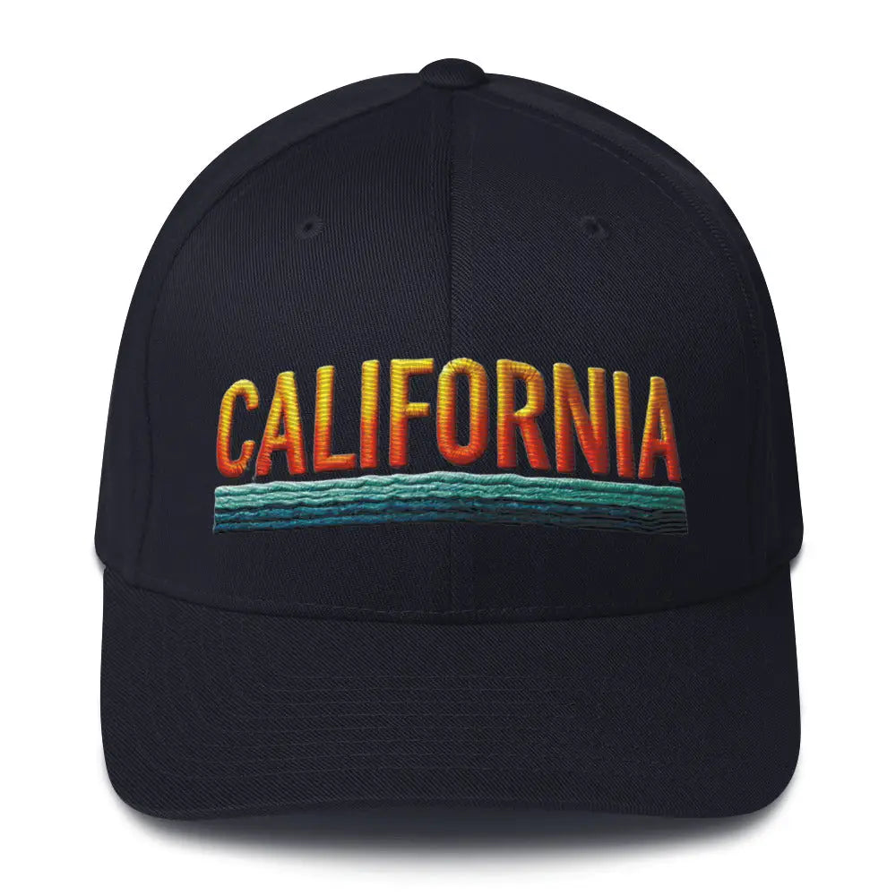 California embroidered structured twill cap in dark blue