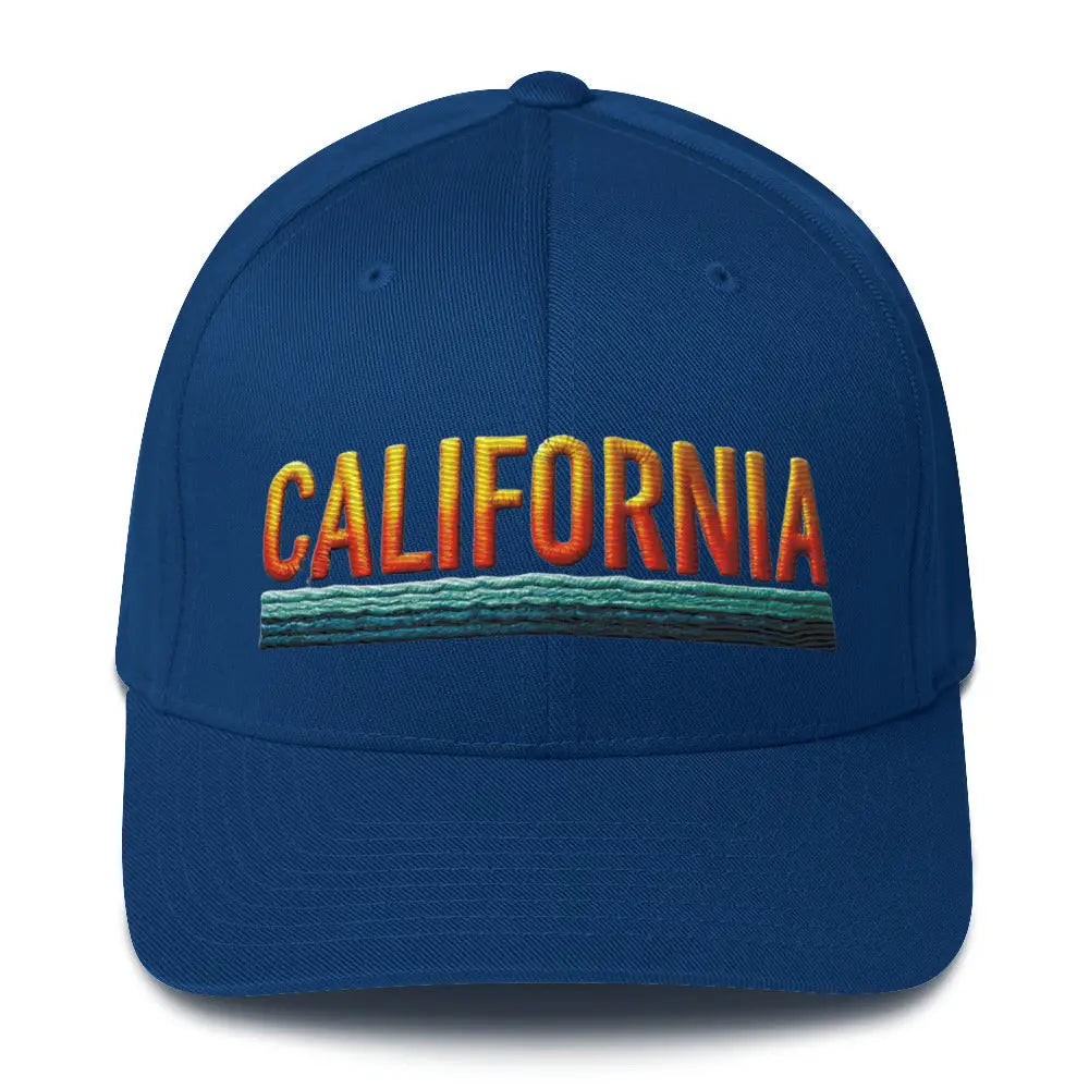 California embroidered structured twill cap with orange yellow text
