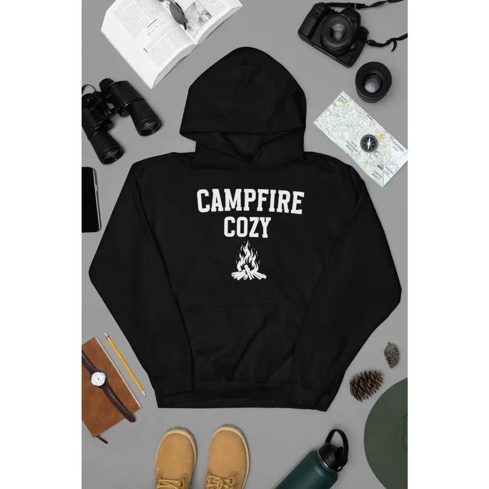 Black Trini Skies Campfire Life Cozy Graphic Long Sleeve Hoodie