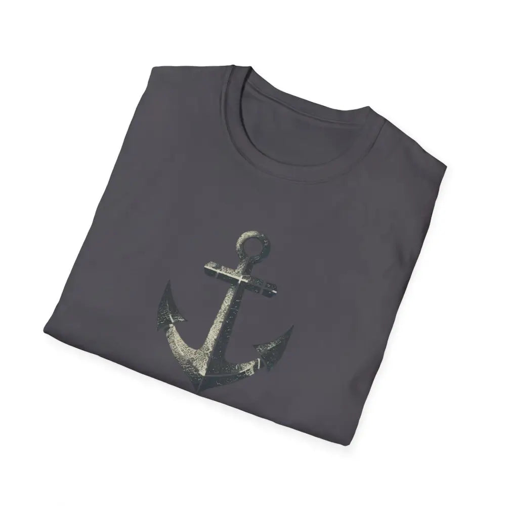 Stylish nautical seaside anchor graphic tee in dark grey