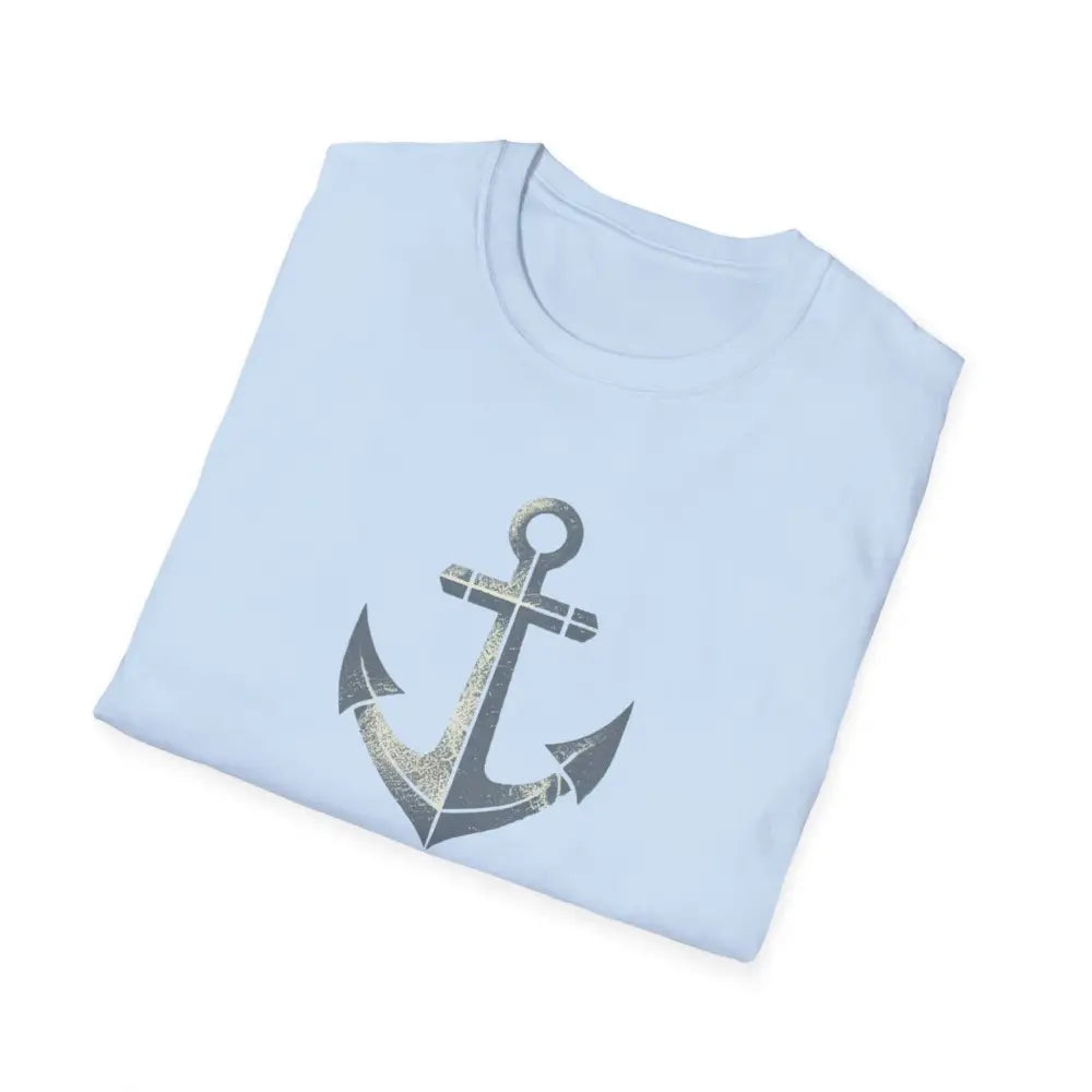 Stylish nautical seaside anchor graphic tee in light blue