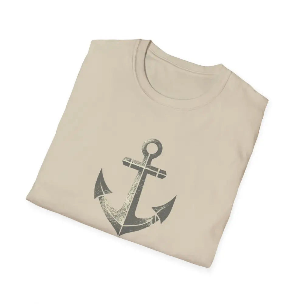 Stylish nautical seaside anchor graphic tee in beige