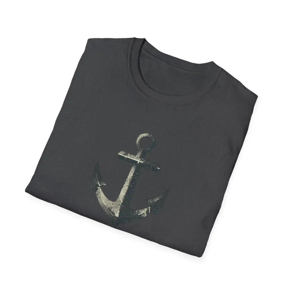 Stylish nautical seaside anchor graphic tee in dark gray