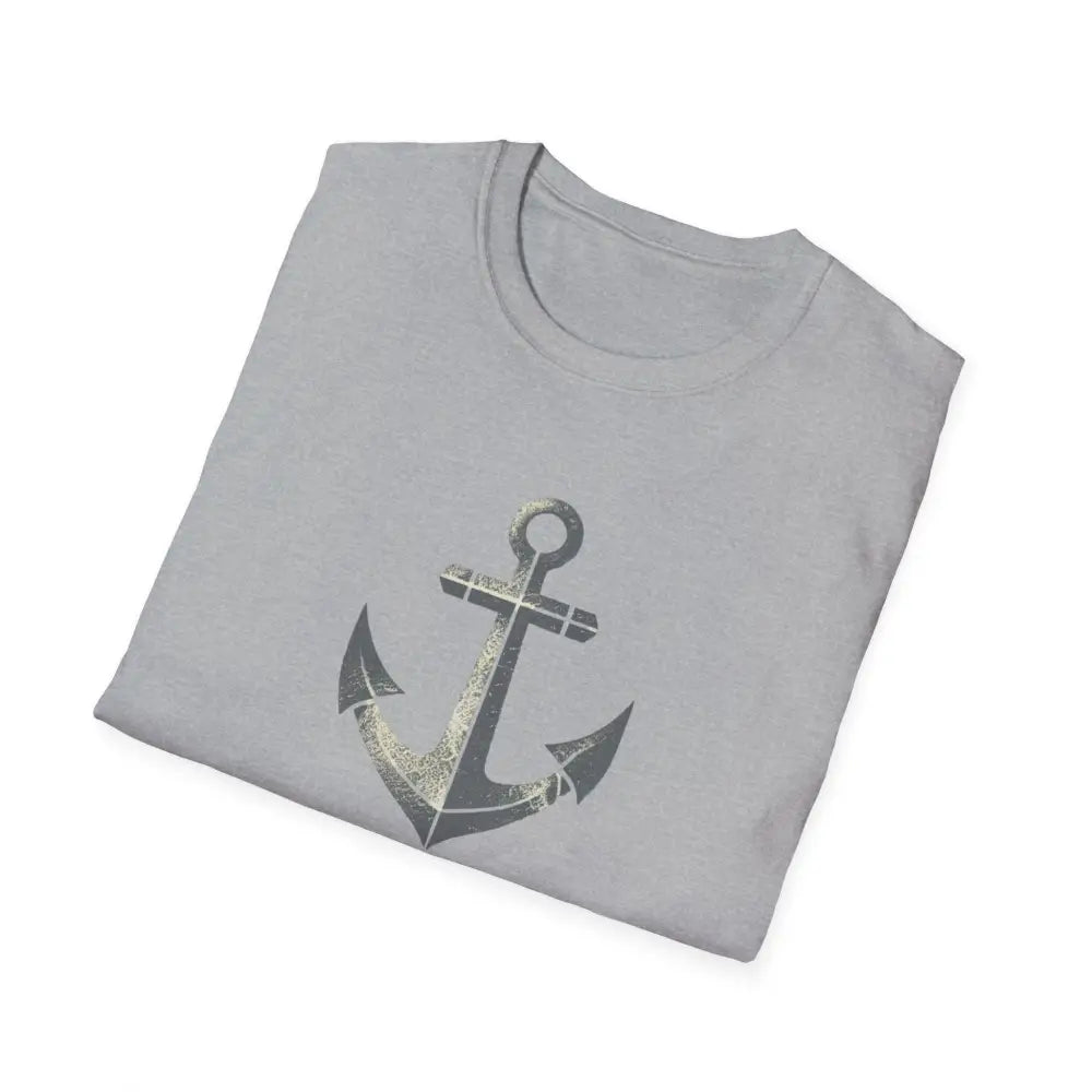 Stylish nautical seaside anchor graphic tee in light gray