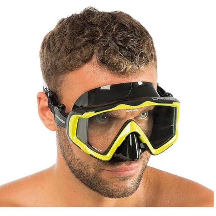 Caresi One Size / Black/Yellow "Cressi Wide View Scuba Diving & Snorkeling Mask| Pano 3: Designed in Italy"