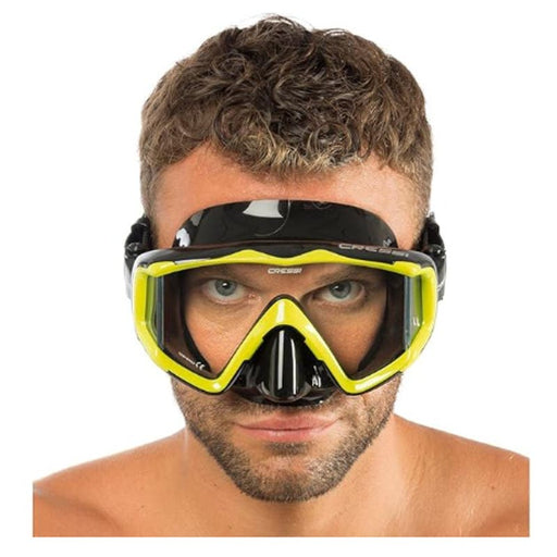 Caresi One Size / Black/Yellow "Cressi Wide View Scuba Diving & Snorkeling Mask| Pano 3: Designed in Italy"