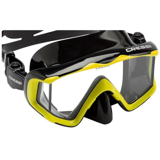 Caresi One Size / Black/Yellow "Cressi Wide View Scuba Diving & Snorkeling Mask| Pano 3: Designed in Italy"