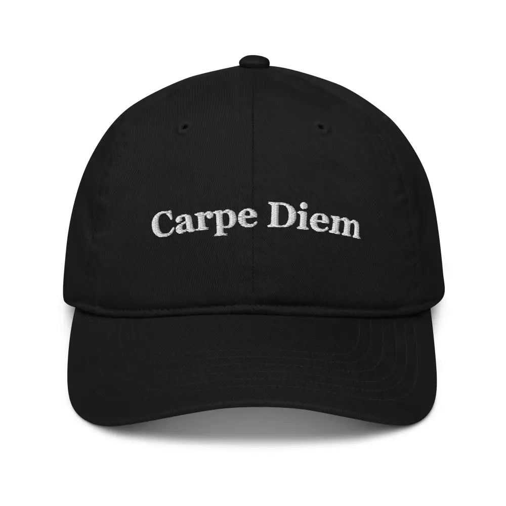 Trini Skies organic cotton dad cap with embroidered Carpe Diem