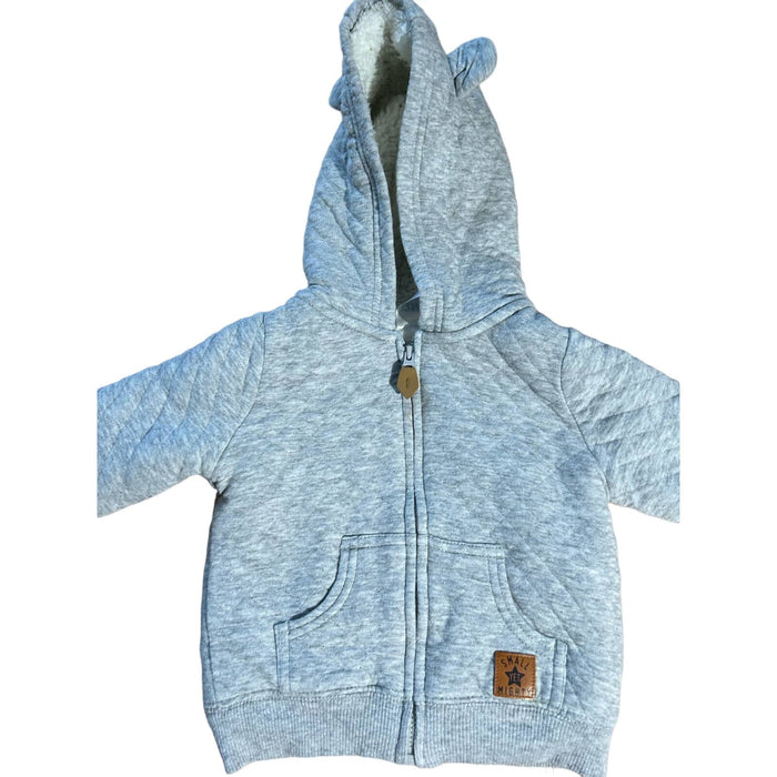 Carters 12 m / Gray Stay Cozy in Style Carter's Baby Fleece * Lined Quilted Zip Up Hoodie 12M k203