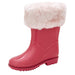 Carters Pink / Rubber / 5 Carter's Girl's Adley Rain Boot Calf-High, Faux Fur Lining SZ 5, Pink Kids Boots