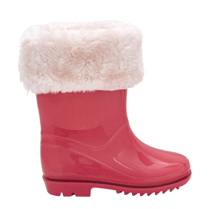 Carters Pink / Rubber / 5 Carter's Girl's Adley Rain Boot Calf-High, Faux Fur Lining SZ 5, Pink Kids Boots