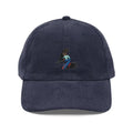 Cassowary embroidered vintage navy blue corduroy baseball cap