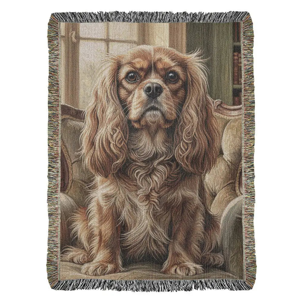 Cavalier King Charles Spaniel on heritage blanket pet lover gift