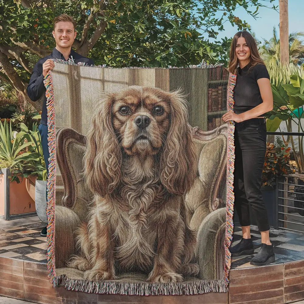 Cavalier King Charles spaniel cotton heritage blanket pet lover gift