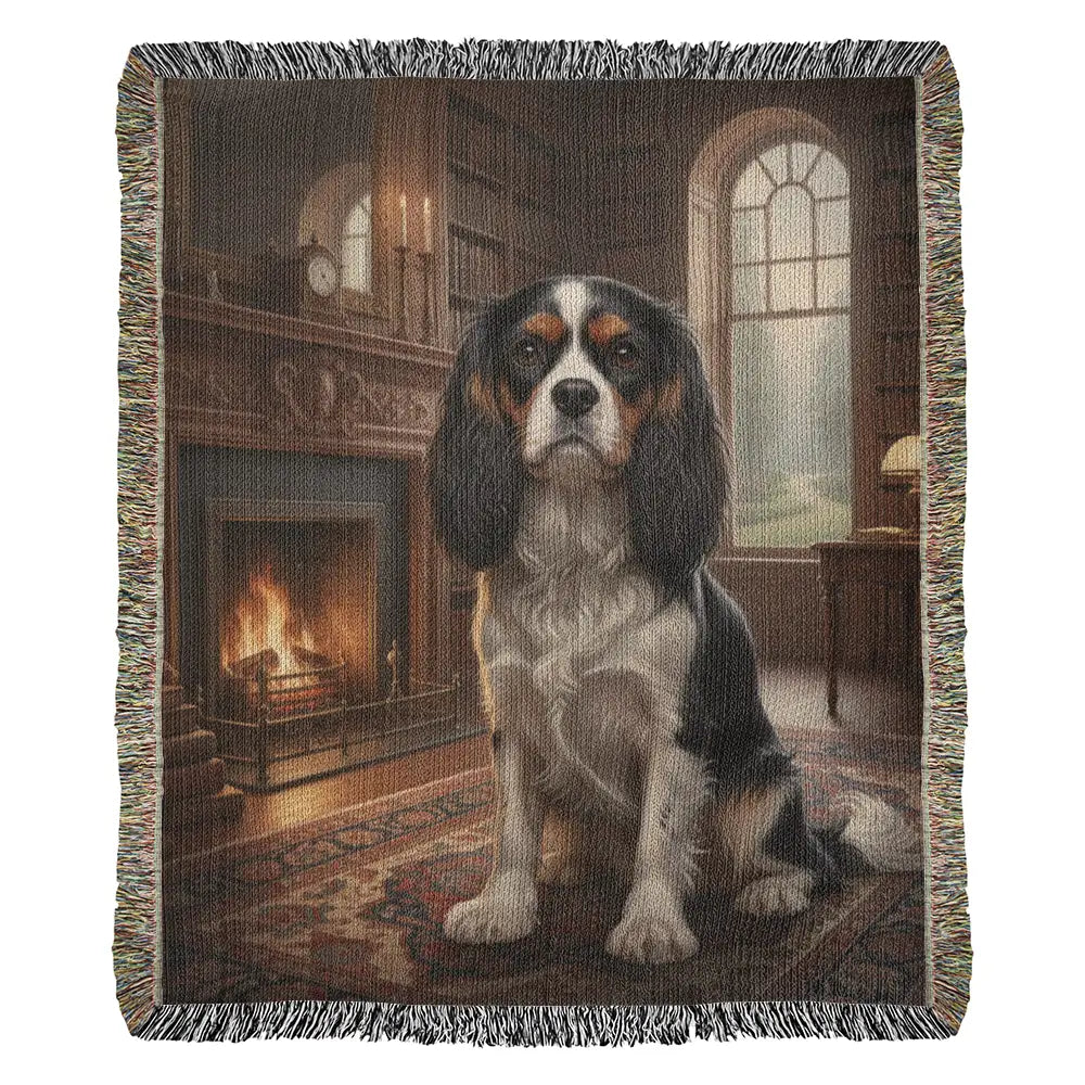 Cavalier King Charles Spaniel on cotton tapestry woven blanket