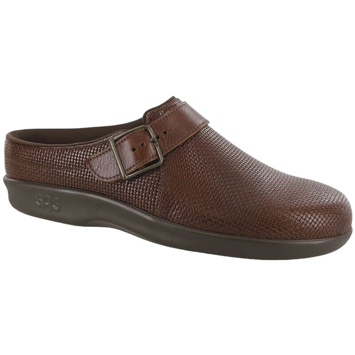 SAS Leather Clog Slip-On Loafer – Size 6.5 WW, Woven Brown, Comfort & Support