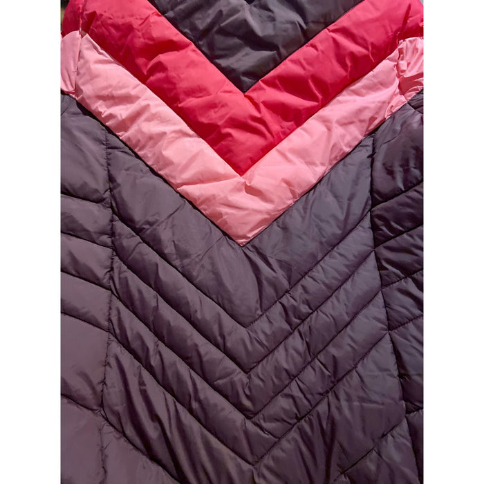 Reebok Sherpa Hooded Retro Chevron Jacket Size Med * Bright Pink Colors WOM104