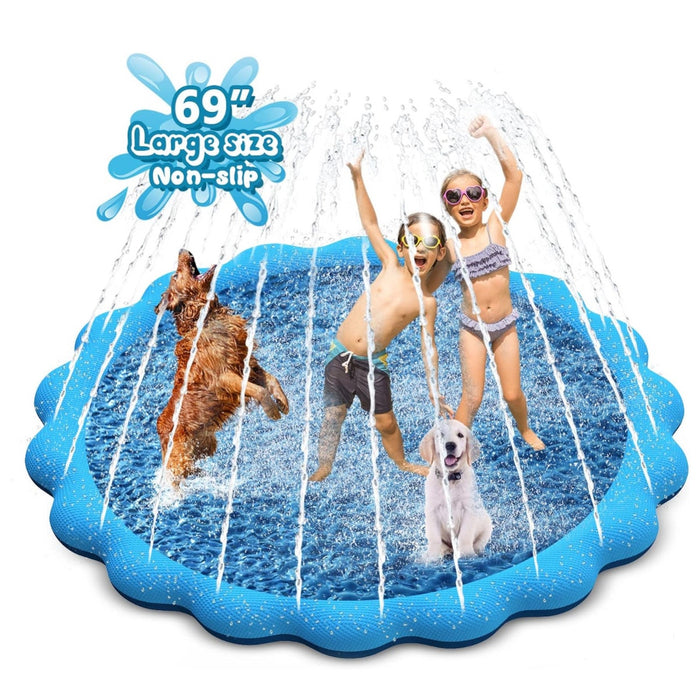 YAUNGEL 69in Splash Pad for Dogs: Non-Slip, Durable, Foldable Dog Pool, Blue