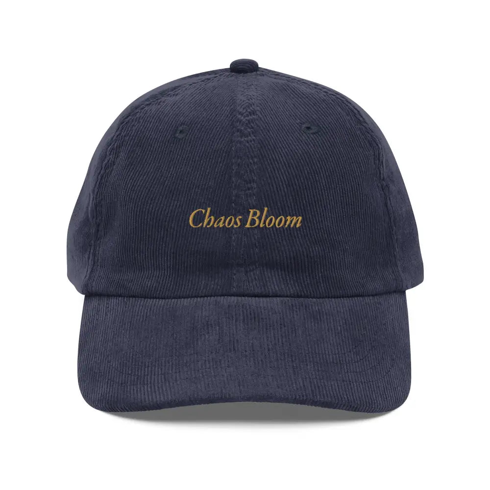 Chaos Bloom embroidered vintage corduroy navy baseball cap