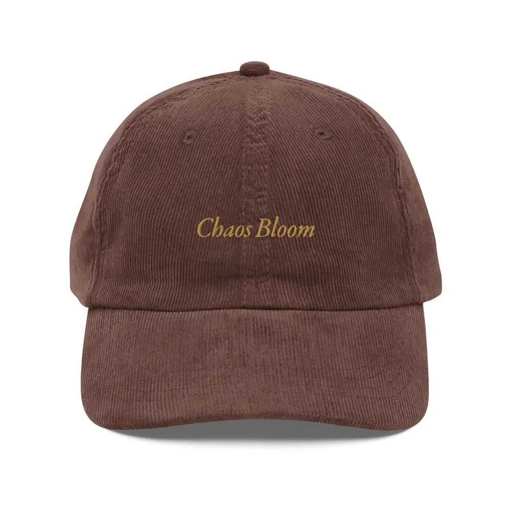 Chaos Bloom embroidered vintage corduroy baseball cap by Trini Skies