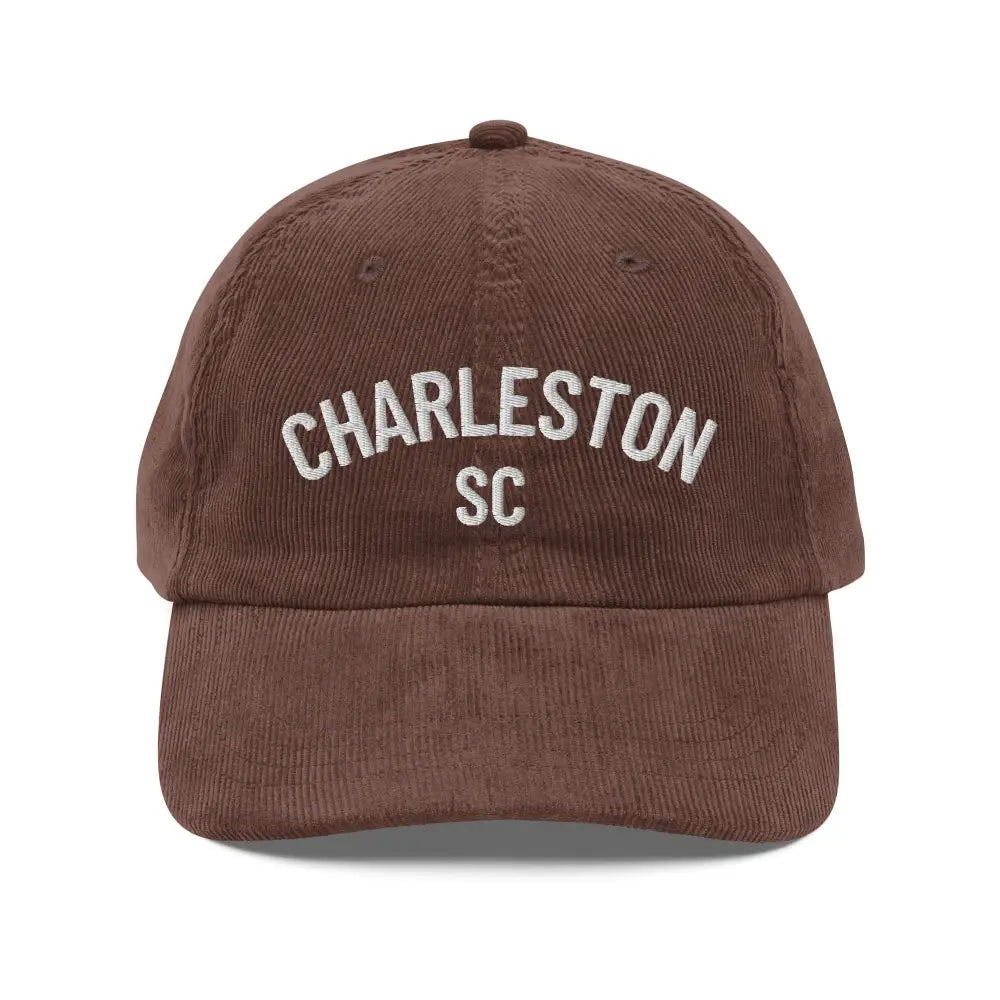 Vintage corduroy Charleston SC embroidered baseball cap