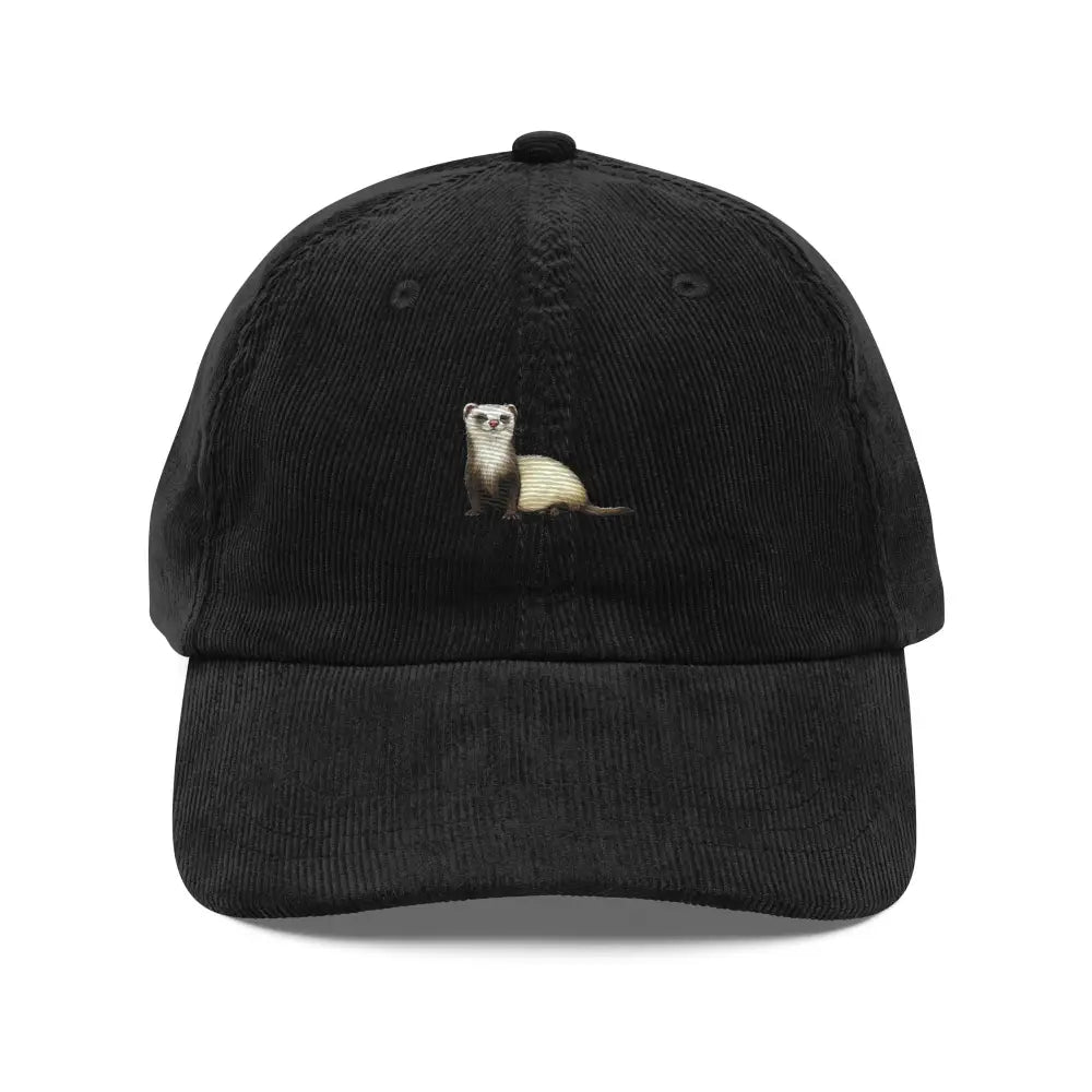 Charming ferret embroidered vintage corduroy cap by Trini Skies