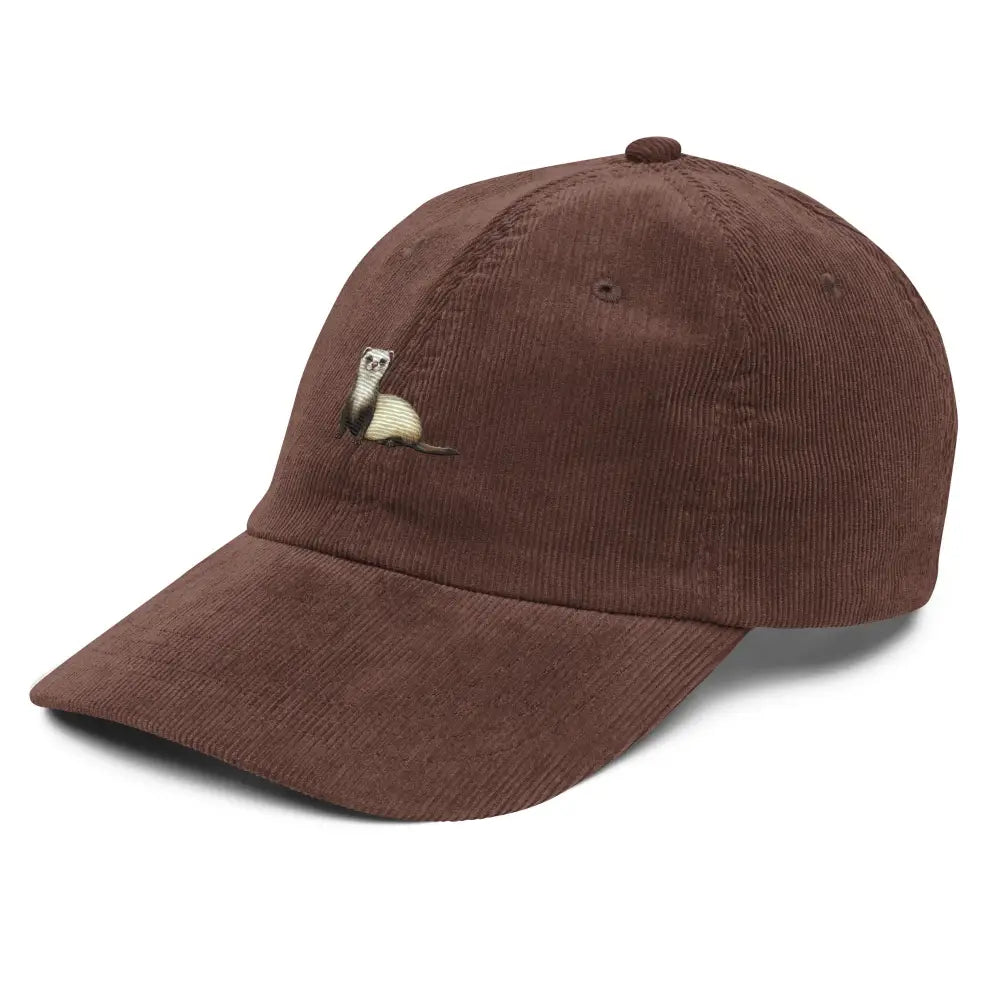 Charming ferret embroidered vintage corduroy cap by Trini Skies