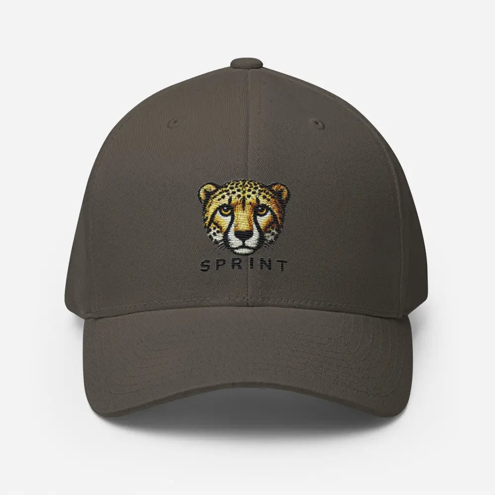 Trini Skies cheetah embroidered wildlife dark gray cap