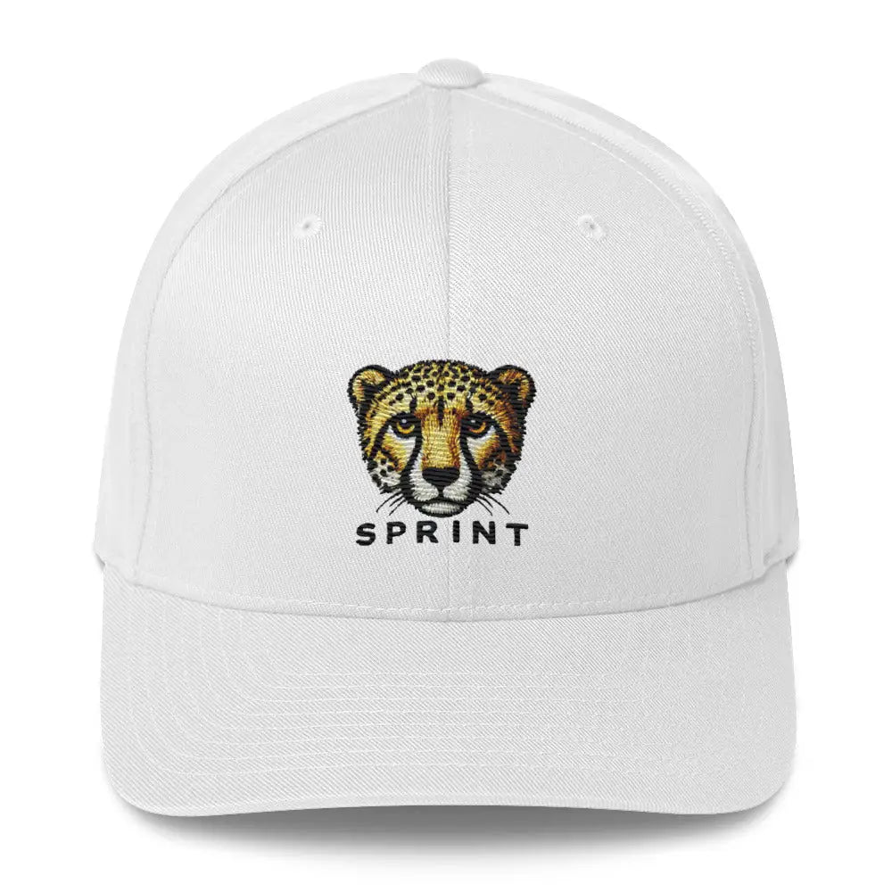 Trini Skies cheetah embroidered wildlife white cap