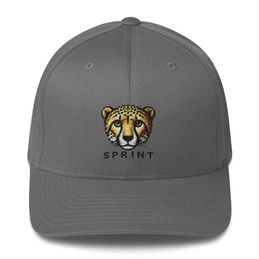 Gray Trini Skies cheetah embroidered wildlife corduroy cap
