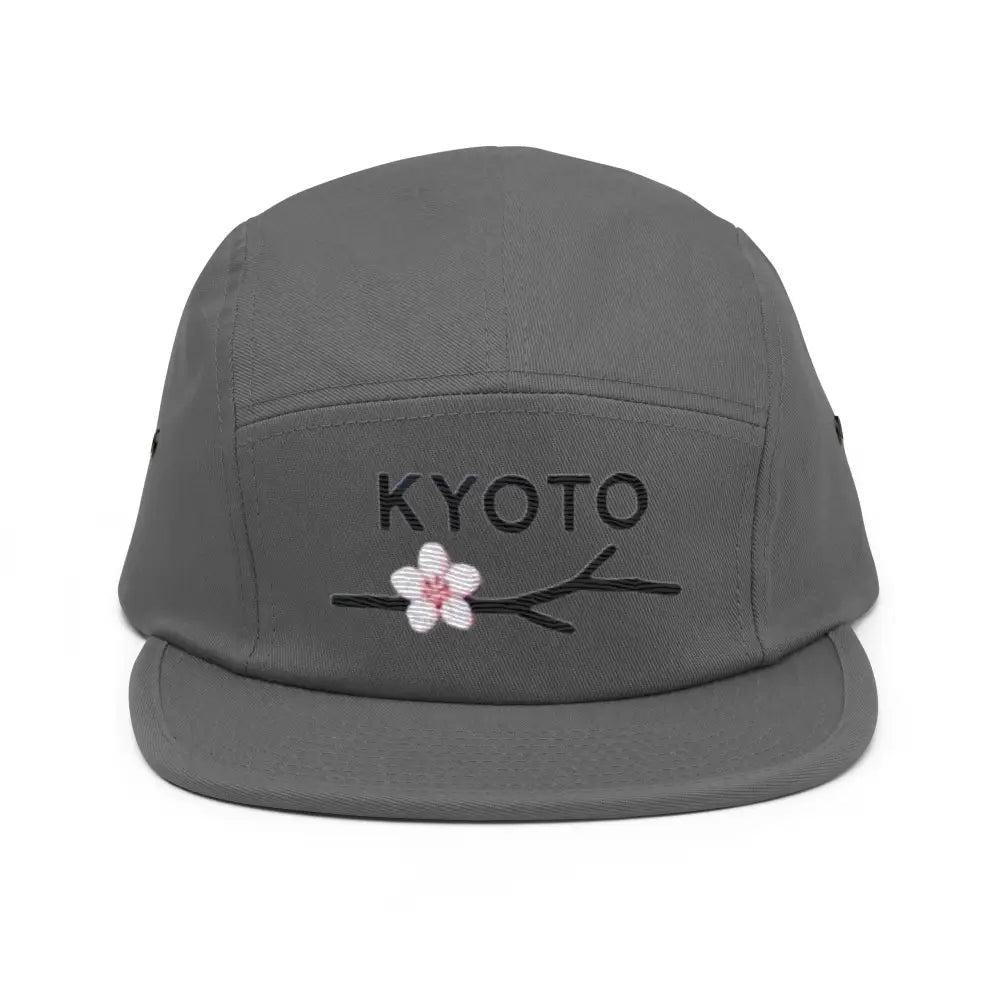 Dark gray cherry blossom five panel embroidered Kyoto Japan hat by Trini Skies
