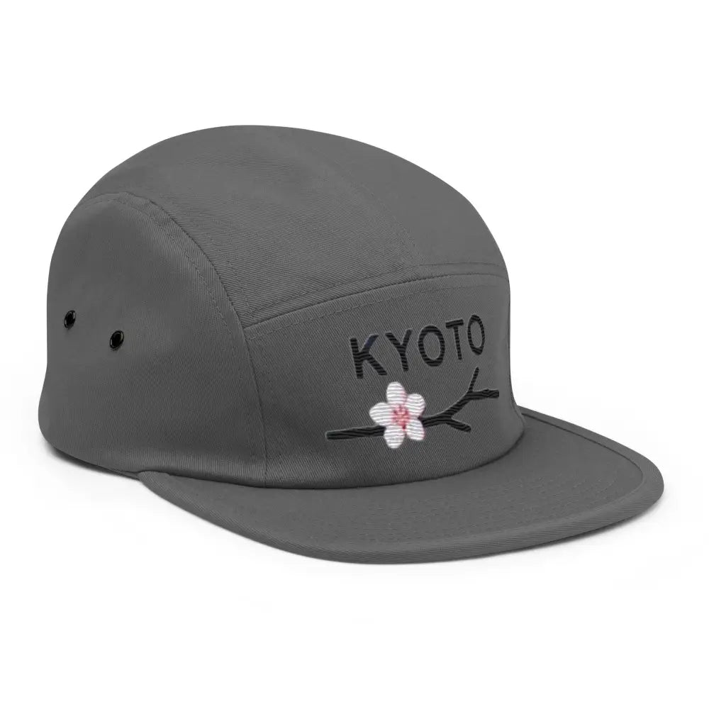 Gray Cherry Blossom Five Panel Embroidered Hat Kyoto Japan
